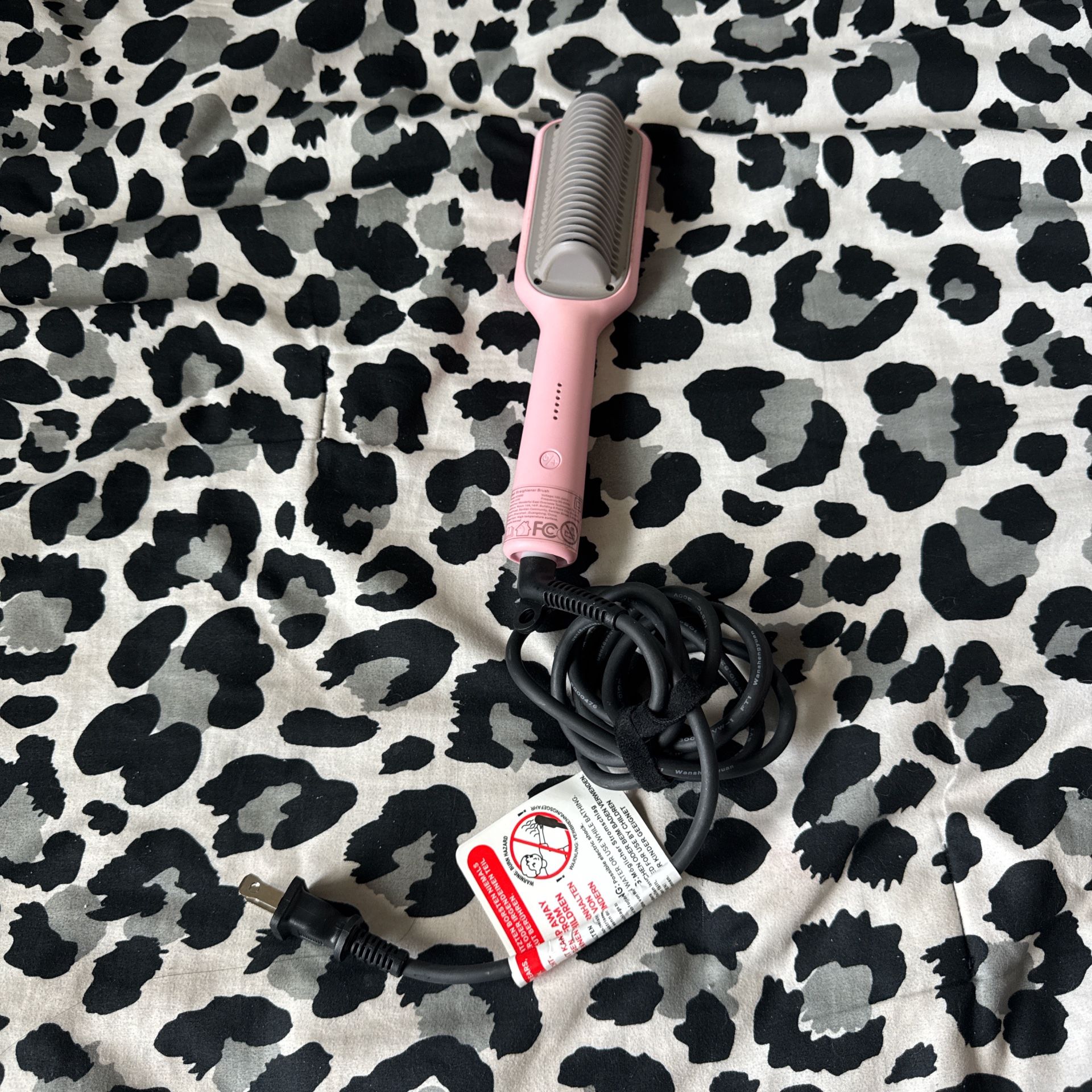 pink hair brush straightener