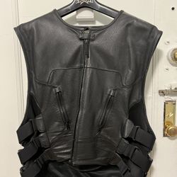 Icon Regulator Black Leather Motorcycle Vest 4XL 