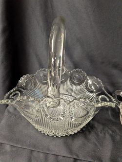 Thumbprint Clear Pressed Glass Basket