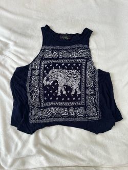 Say Anything Elephant Print Cold Shoulder Crop Top