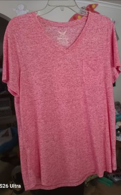 Faded Glory Pink V-Neck Pocket T-Shirt XL/TG