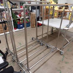 Adjustable Height Industrial Heavy Duty Rolling Clothing Rack 