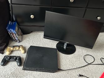 Ps4, controllers, monitor and games