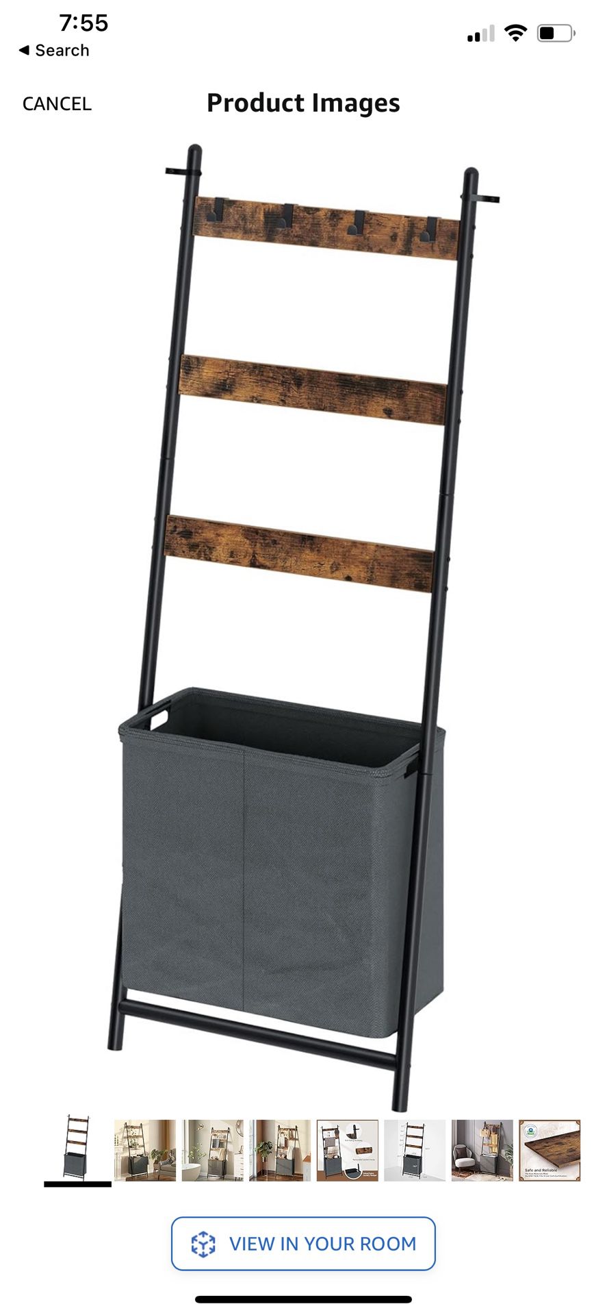 Ladder Shelf with Storage Basket | wall leaning ladder
