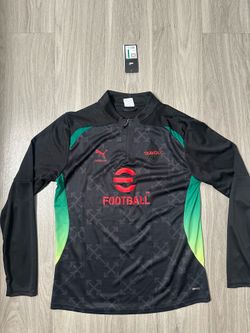 AC MILAN x OFF-WHITE Men's Pre-match Quarter-Zip Top Black  Sz L