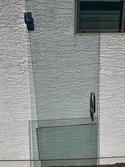 Glass shower door and side glass