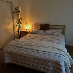 ikea Wooden Bed Frame, Queen Size IKEA Bed 