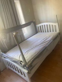 White Wooden twin Bed frame