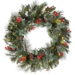 NEW Pre-Lit Artificial Christmas Wreath