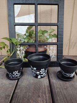 Custom Hand-Painted Terracotta Pots & Upcycled Window Decor Set 🌿