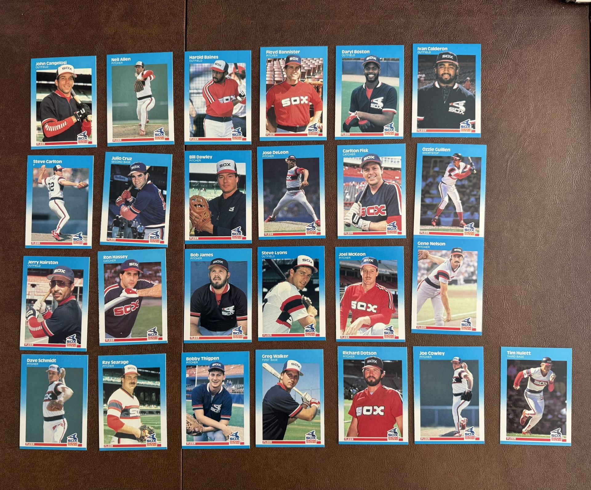 1987 FLEER BASEBALL COMPLETE TEAM SET (25) CHICAGO WHITE SOX Carlton Fisk
