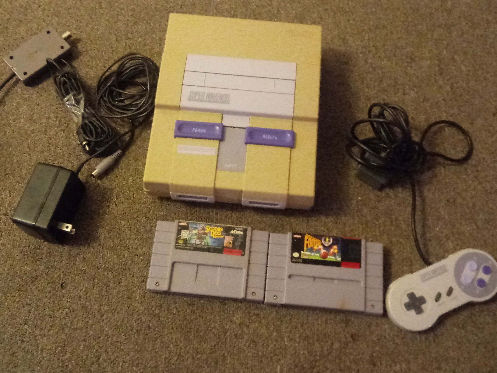 Super Nintendo with 1 game, 1 controller & all cords