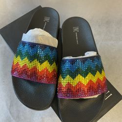 INC RAINBOW MULTI COLOR SLIDES- Size 7