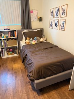 Twin bed frame and mattress