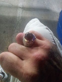 Antique silver ring with red stone