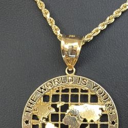 World Pendant Gold Chain 20115