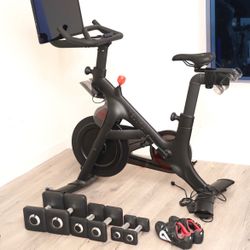 Peloton + Bike W/ Weights And Rotating Screen 