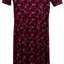 LuLaRoe Palm Tree Print Maxi Dress 2XL Multicolor Short Sleeve Flowy Boho Casual