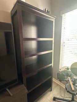 Tall Dark Wood Bookshelf / Display Shelf – 72H x 30W x 12D Excellent Condition
