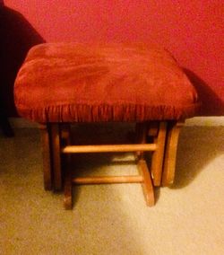 WOOD GLIDER / OTTOMAN UPHOLSTERED Like an ottoman or stool And rocks back and forth EXCELLENT CONDITION