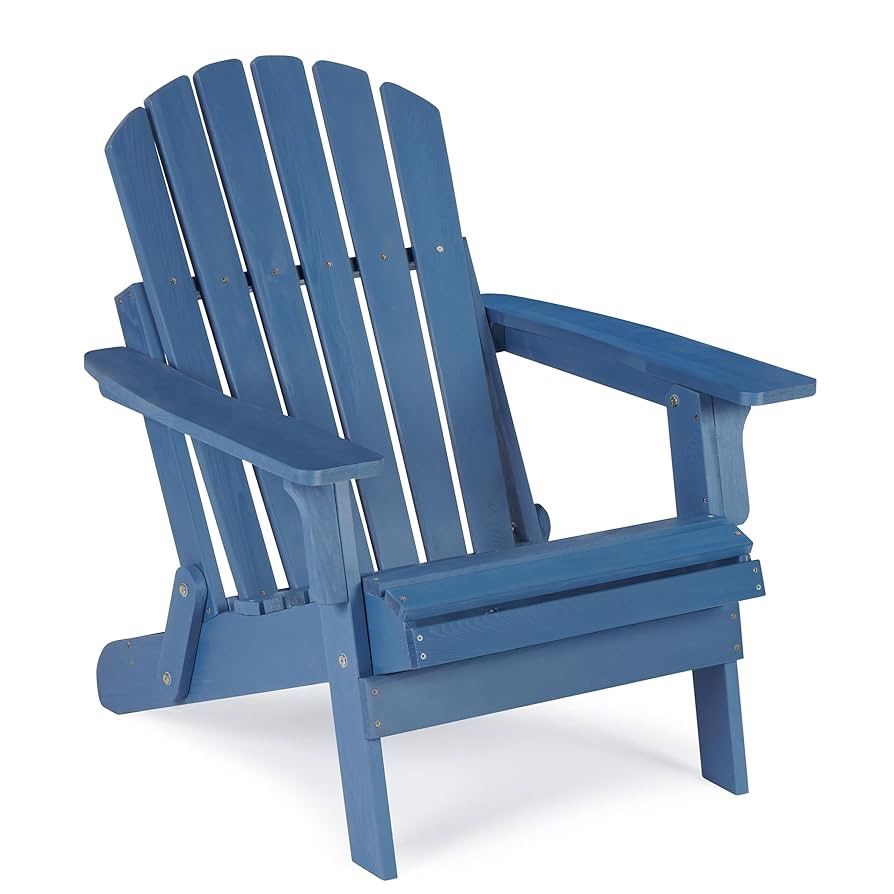 Outdoor Wooden Adirondack Chair with Pre-Assembled BackRest & SeatBoard, Patio Chair for Garden Backyard Lawn Deck Pool Beach