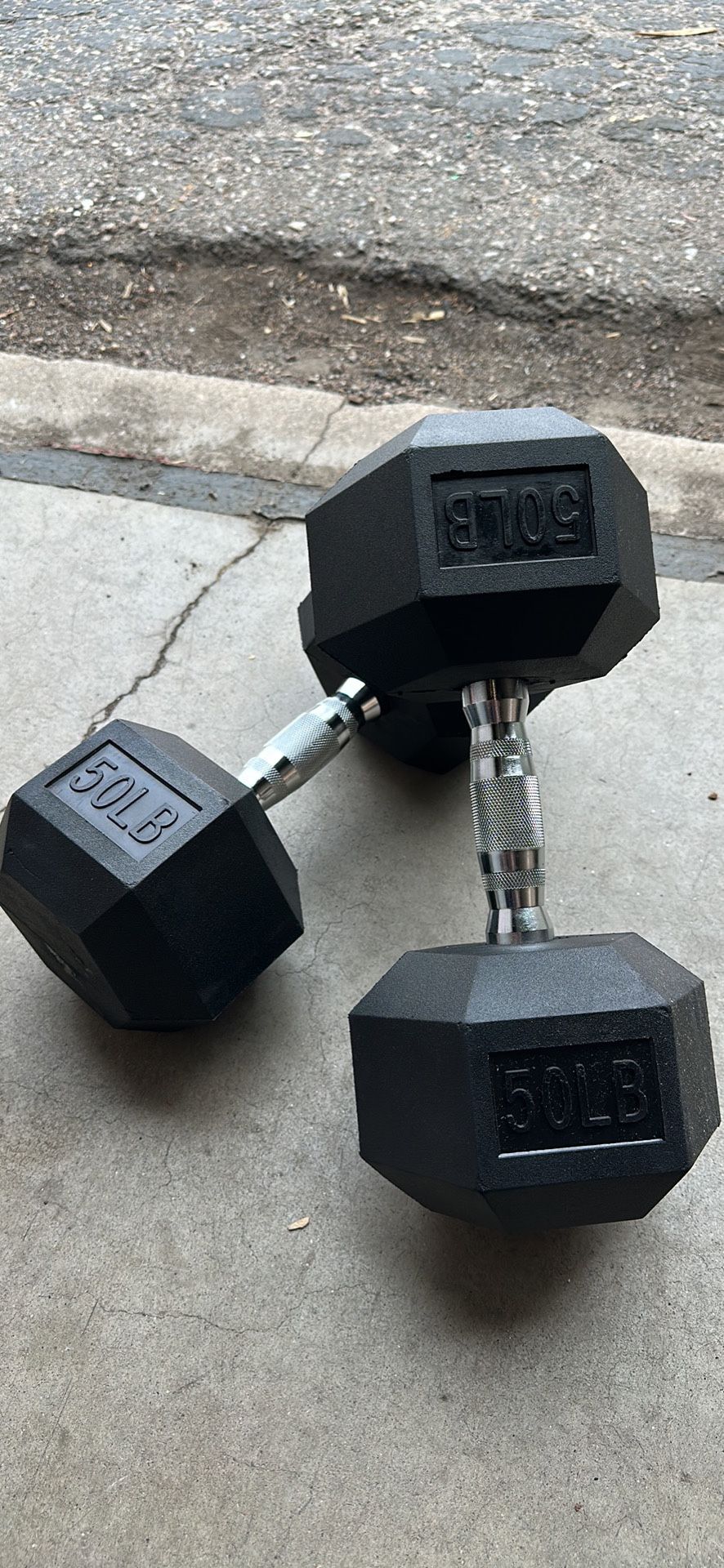 50 Lbs Dumbbell Set Hex Rubber. 