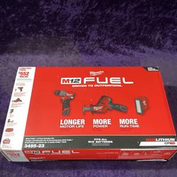 🧰🛠Milwaukee M12 FUEL Brushless Hammer Drill, HACKZALL & Flood Light w/(2)2.0 Batts/Charger-NEW!-$360!🧰🛠
