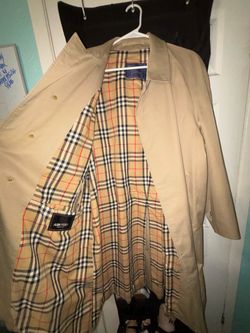 Vintage Burberry England Beige Trench Coat Nova Check Lining
