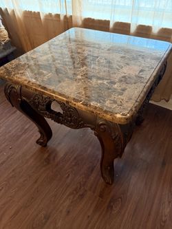 Marble Top Wooden Side Table