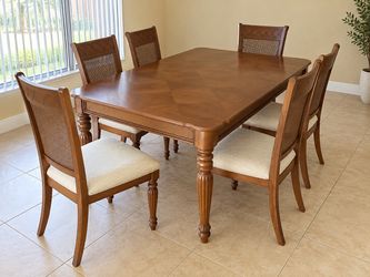 Solid Wood Dining Table with 6 Chairs