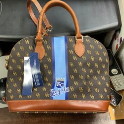 Dooney & Bourke MLB Kansas City Royals Signature Domed Zip Satchel – Show Your Royals Pride in Style!