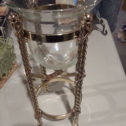 Brass Candle Holder With Glass