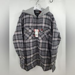 NEW Wrangler Riggs Workwear Men's Hooded Flannel Plaid Work Jacket Size XL NWT