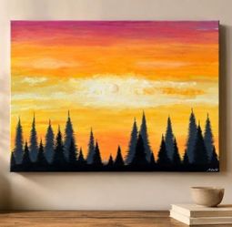 48x36 Original Sunset Landscape Acrylic Painting
