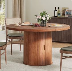 Round Tambour Dining Table  with Storage