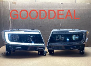 #OH85 2011-2013 JEEP GRAND CHEROKEE SWITCHBACK LED BLACK HALOGEN HEADLIGHT PAIR