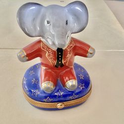 Vtg. Royale Limoges Babar The Elephant Porcelain Trinket Container Hand-Painted 