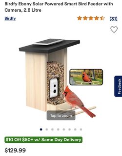 Birdfy Ebony Solar Powered Smart Bird Feeder with Camera, 2.8 Litre