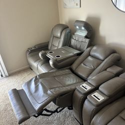 Gray Leather Couches 