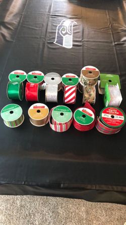 Large Bundle of Holiday Wired Ribbon