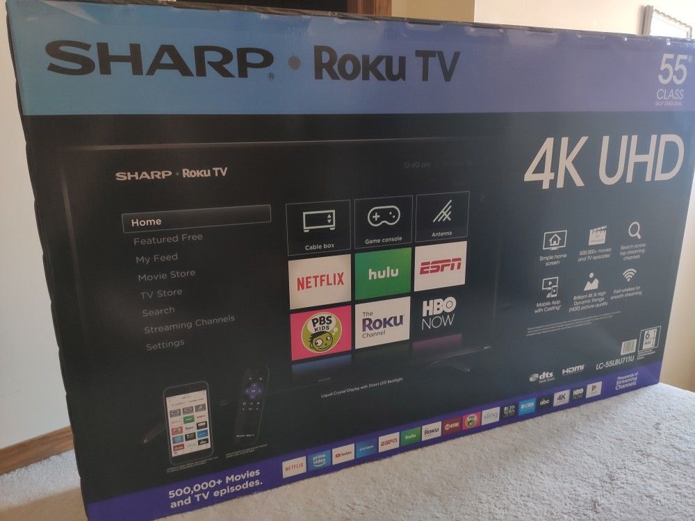 Sharp 55 inch 4k Roku Smart TV