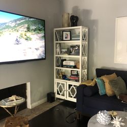 Mirrored White Wood Bookshelf 