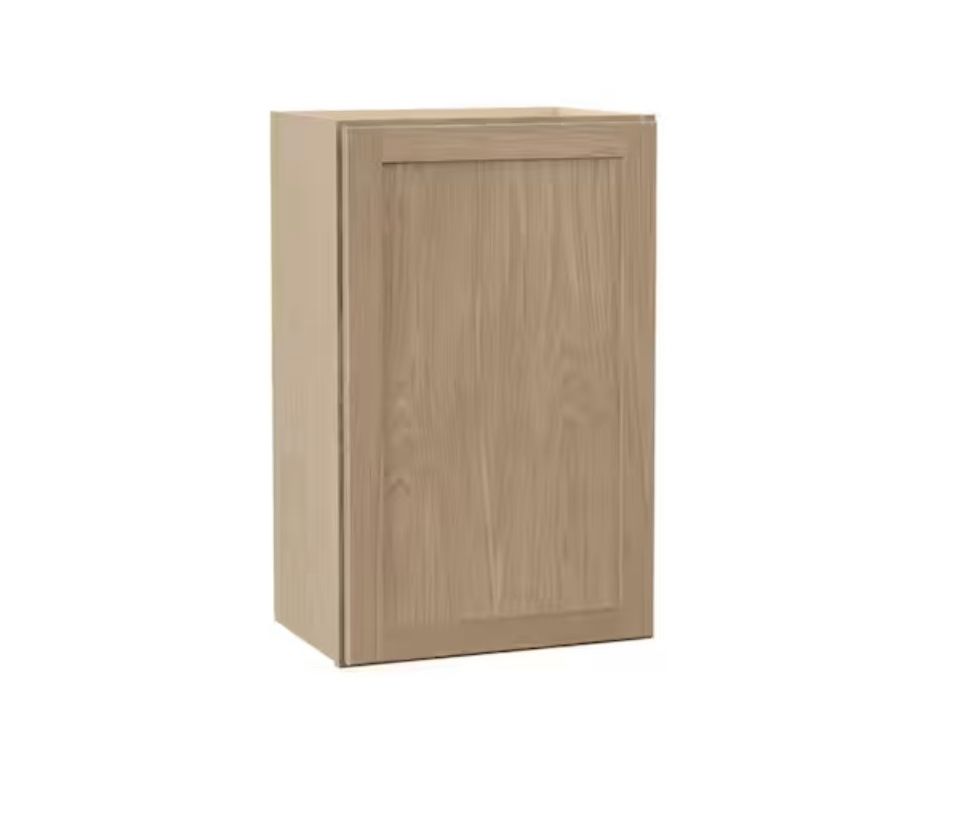 Hampton Bay Sinclair 18 in. W x 12 in. D x 30 in. H Assembled Wall Cabinet in Shaker Light Oak
