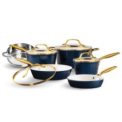 Gotham Steel Pro Hammered Natural Collection Cookware Set 10Pcs
