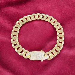 18k Gold Plated Over Sterling Silver 9mm Bracelet 