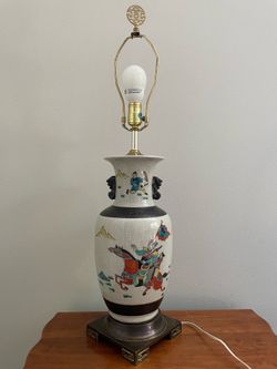 Vintage hand painted warrior lamp