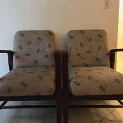 Sturdy Wooden And Fabric Chairs 