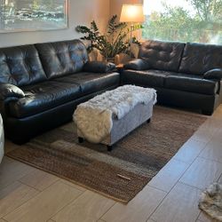 Beautiful, perfect granite, leather sofa, and loveseat