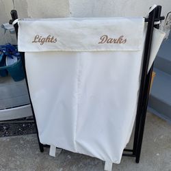 Wood Standing Hamper With (2) Sides For Light And Dark Clothes. Reduced From $20