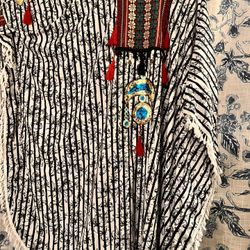 Boho Black & White Abaya with Colorful Beads